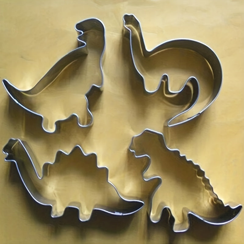 Dinosaur Cookie Cutter Set 4 Pieces for Baking Cakes Biscuits Pastries