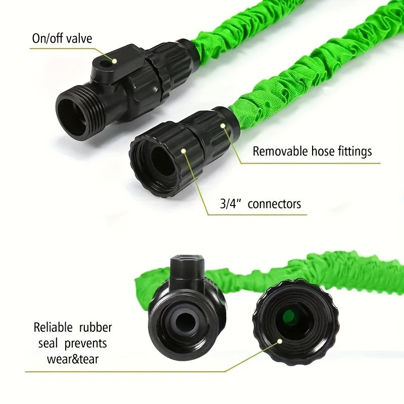 Expandable Green Garden Hose Set 22.86 30.48 38.1 Meters Flexible Retractable High-Pressure Nozzle Connectors