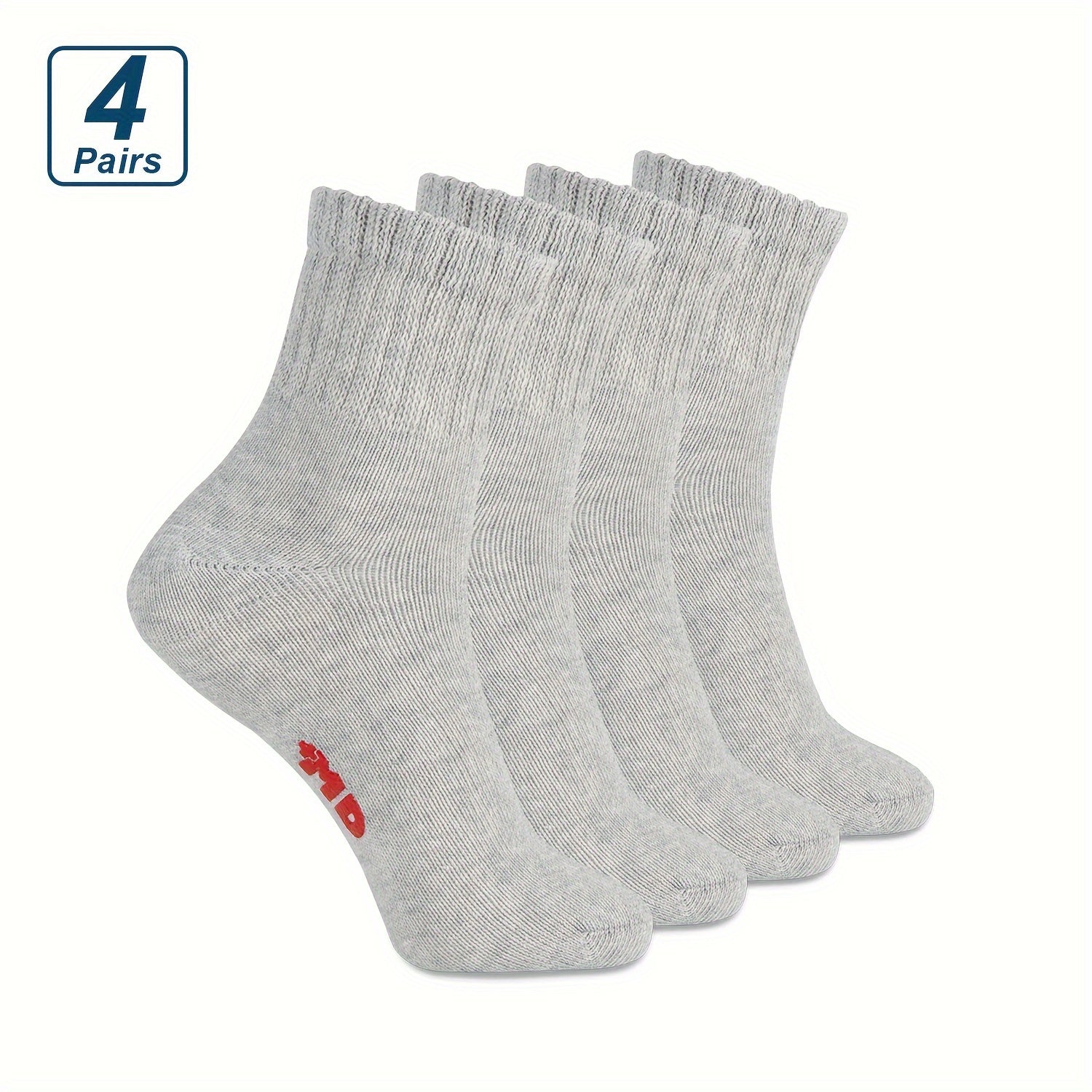 4 Pairs Diabetic Ankle Socks Men Women Non-Binding Loose Fit Cotton Nylon Spandex
