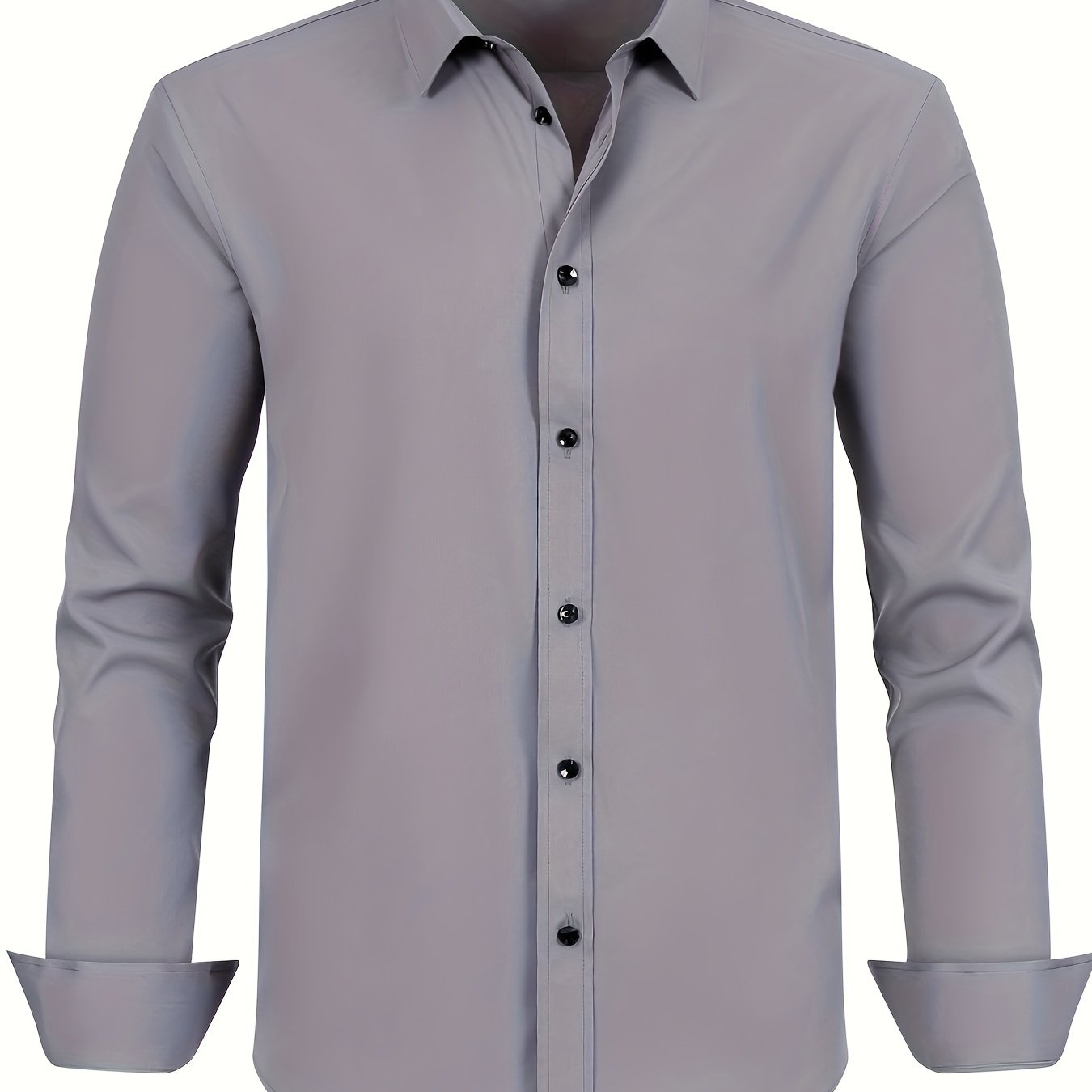 Men's Plus Size Solid Color Dress Shirt with Square Collar Regular Fit All-Season Polyester