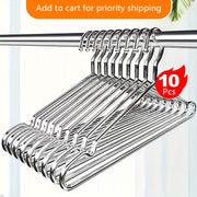 Perchas antideslizantes de acero inoxidable, pack de 10 con muescas para los hombros para ropa