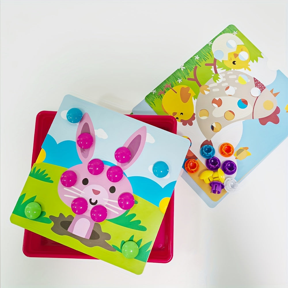 Kit de manualidades para niños con arte con botones, habilidades motrices finas y reconocimiento de colores, para mayores de 3 años