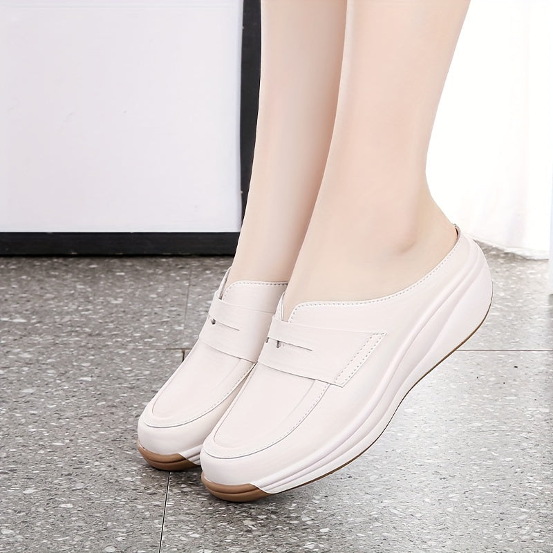 Women's Wedge Mules Platform Slides Open Toe Breathable Vacation