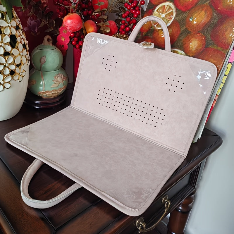 Pink Faux Leather Laptop Sleeve with Handle for Notebook Protection