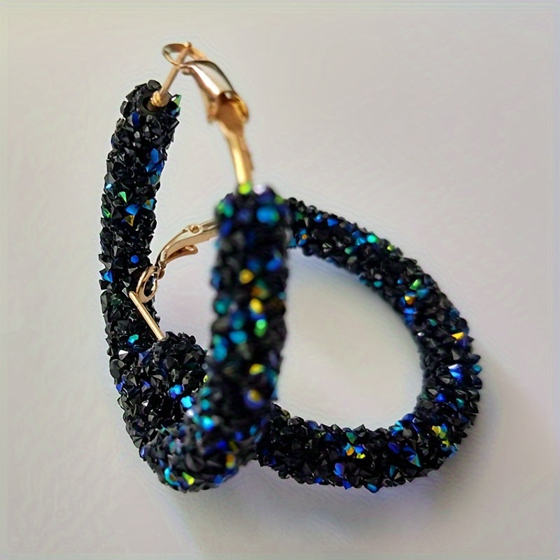 Women's Sparkling Crystal Diamond Hoop Earrings Large Circular Jewelry Gift