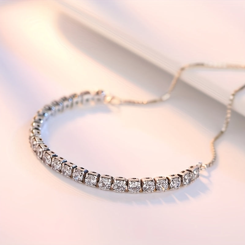Moissanite Tennis Bracelet for Women 4.4 Carat Sterling Silver Jewelry Gift