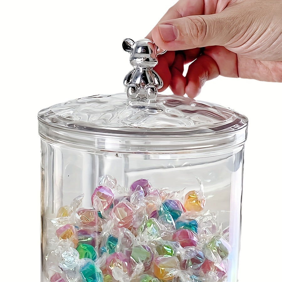 Clear Plastic Airtight Storage Jar for Coffee Snacks and Candy Kitchen Organizer
