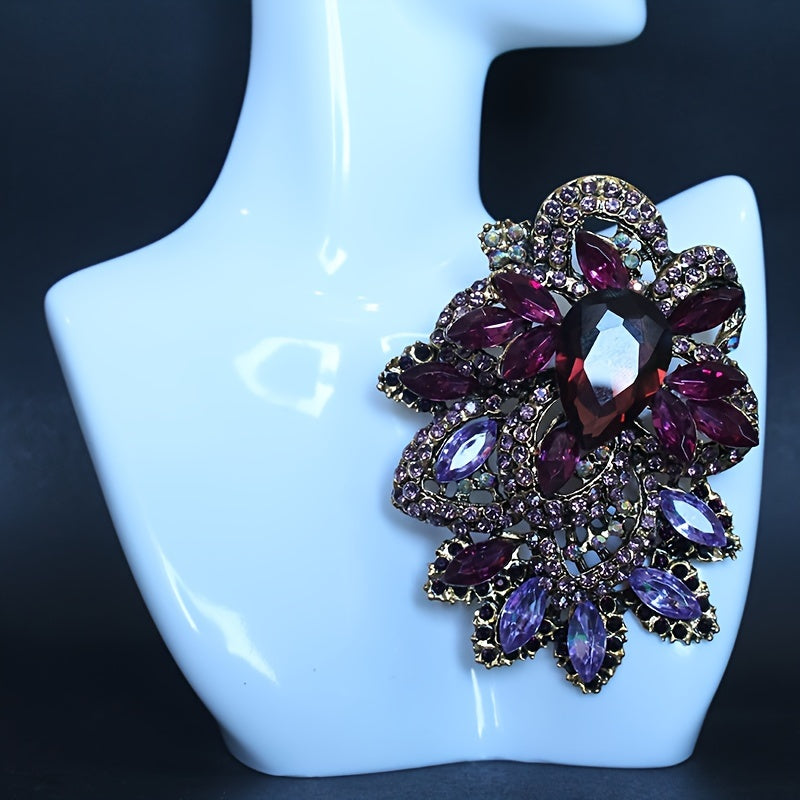 Women's Rhinestone Lapel Pin Sparkling Badge for Dress Sweater Clothing Decor