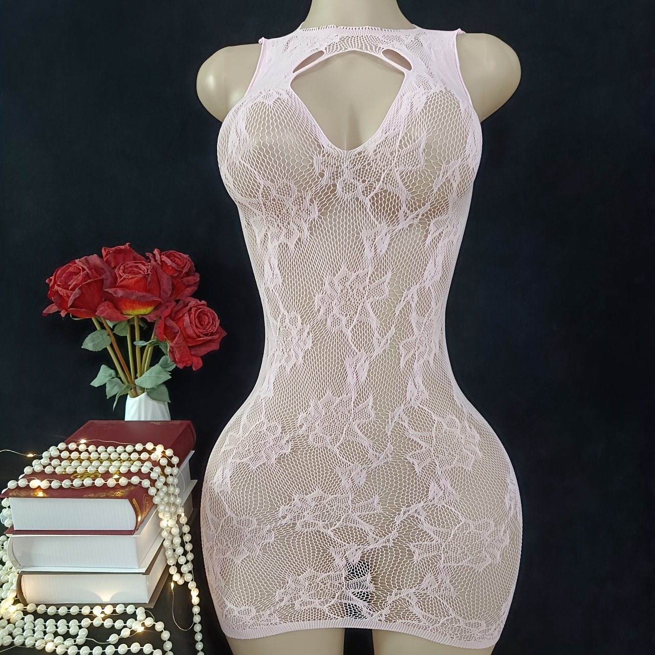 Vestido de lencería de red para mujer, malla sexy, body, vestido de playa, talla única