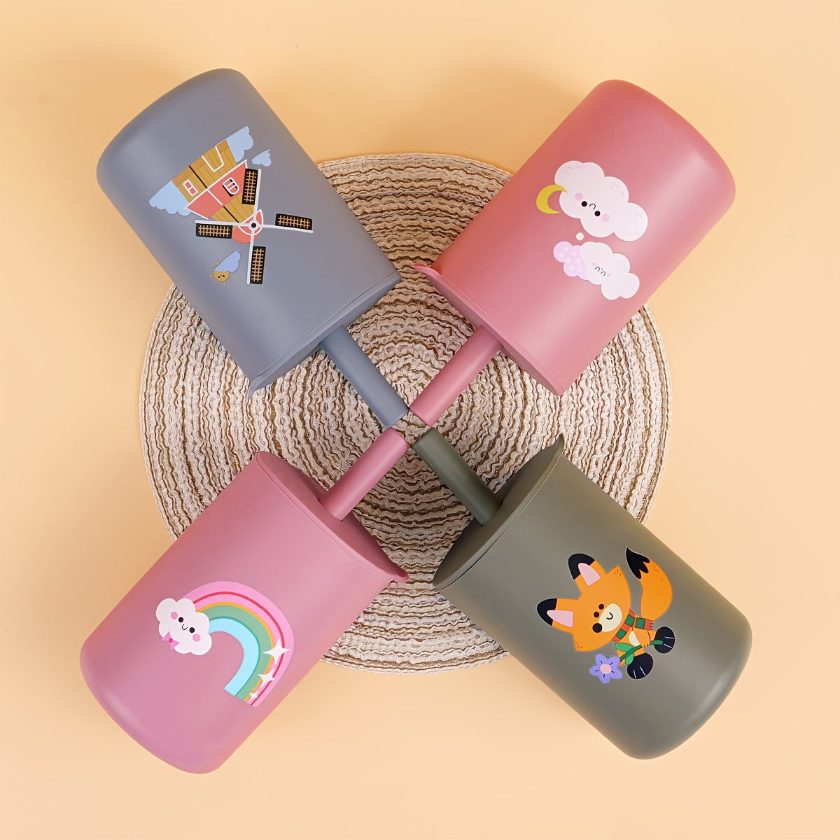 Silicone Baby Training Cups with Straw Lid Handle BPA-Free Reusable for 0-3 Years