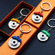 Rotating Zinc Alloy Brake Disc Keychain Car Accessory for Keys and Bags