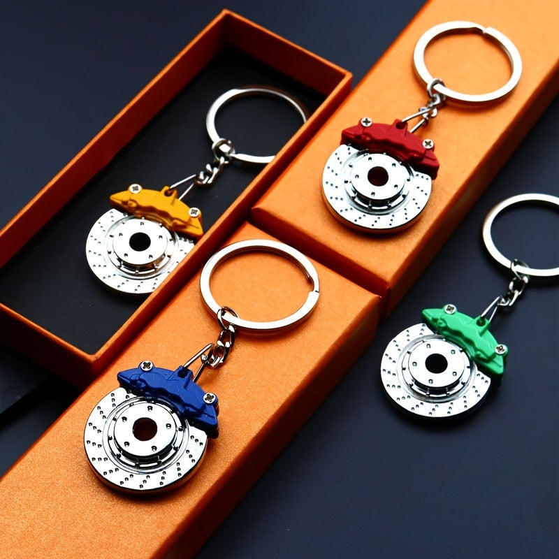 Rotating Zinc Alloy Brake Disc Keychain Car Accessory for Keys and Bags