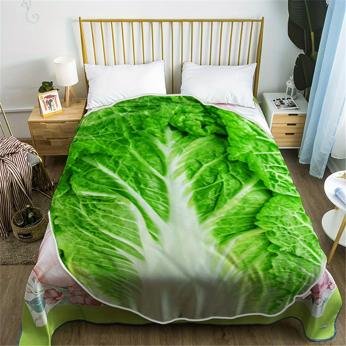 Vegetable Print Throw Blanket Soft Cozy All-Season Bed Couch Decor
