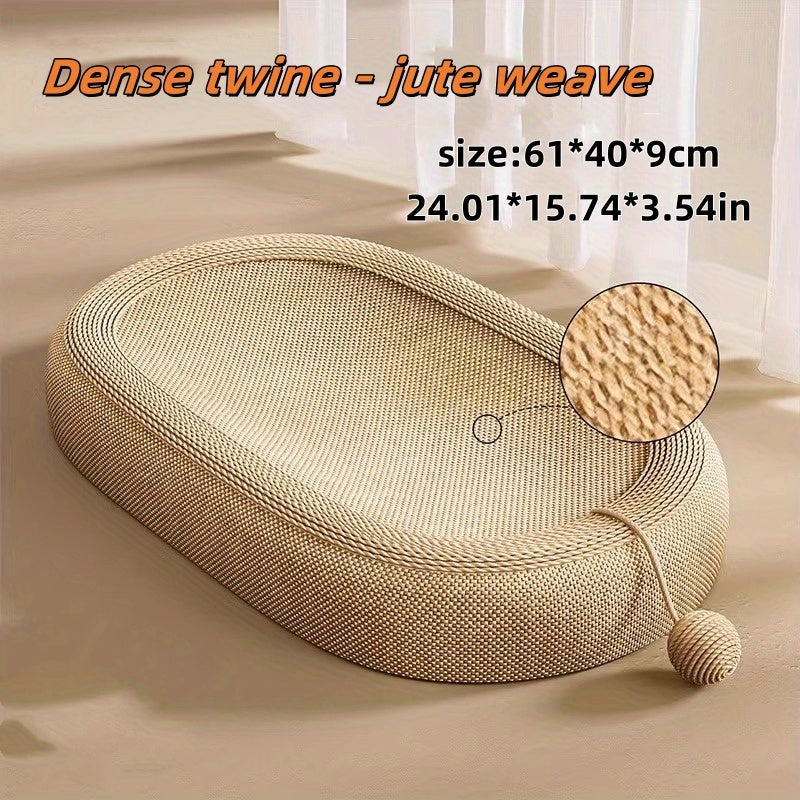 Durable Oval Cat Scratching Post with Sisal Rope Enclosed Design for Healthy Scratching