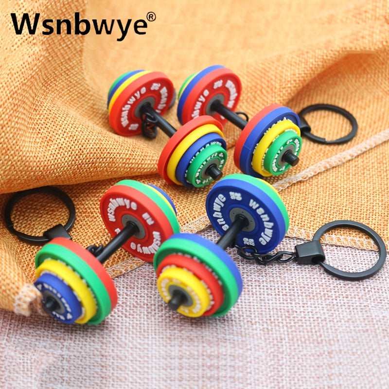 Colorful Rubber Dumbbell Keychain Fitness Accessory PVC Coated