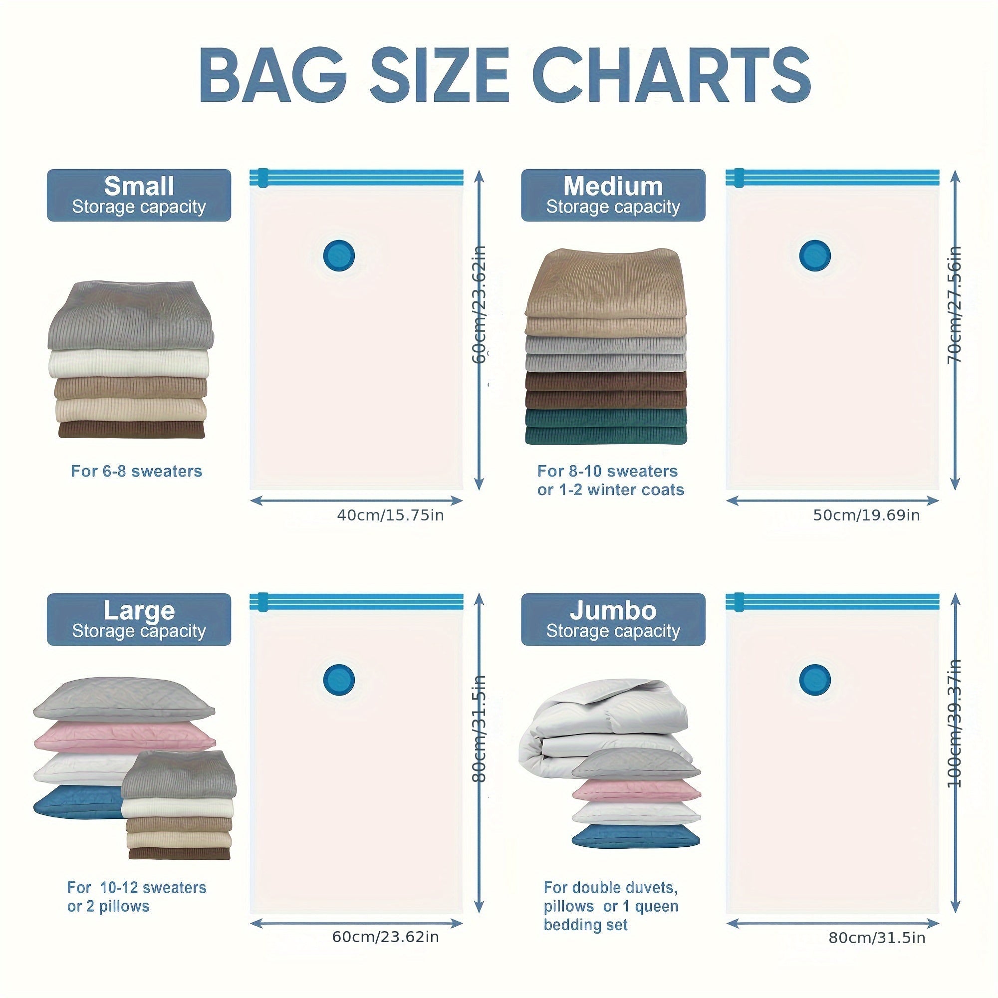 Vacuum Storage Bag for Clothes and Quilts Rectangular Compression Bag Space Saving with Zipper