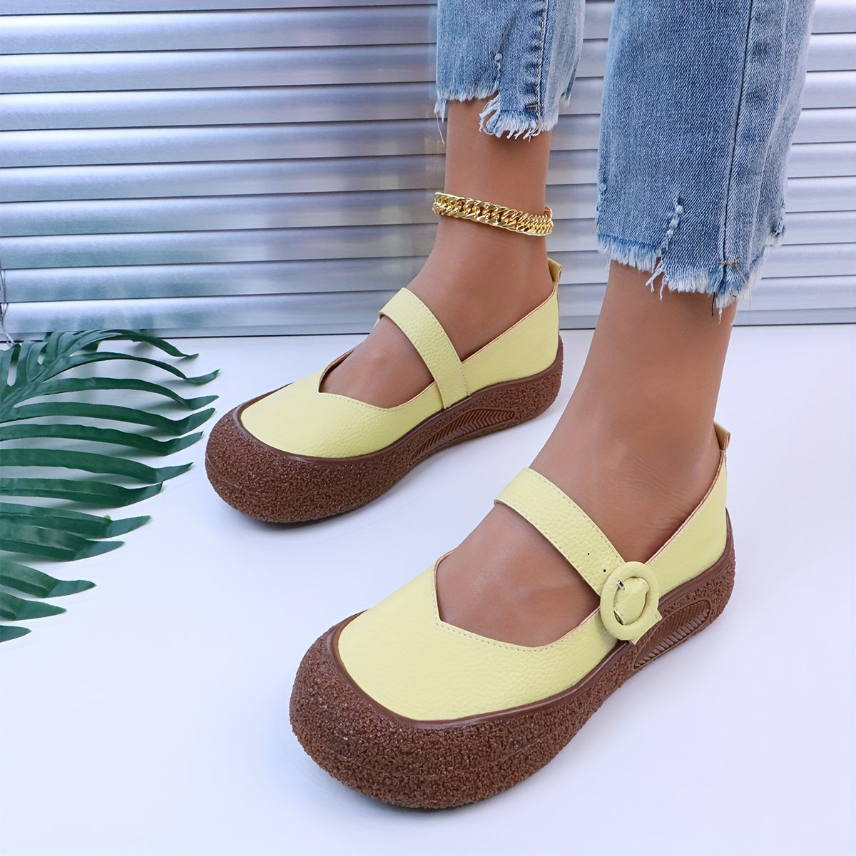 Women's Soft-Soled Casual Shoes Breathable PU Brown Flats