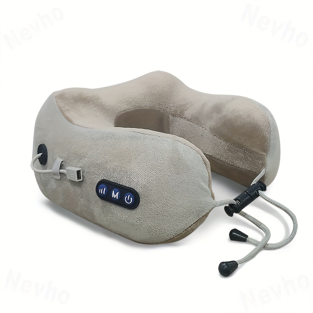 Travel Neck Pillow with Massage Function and Rechargeable Battery for Office and Travel