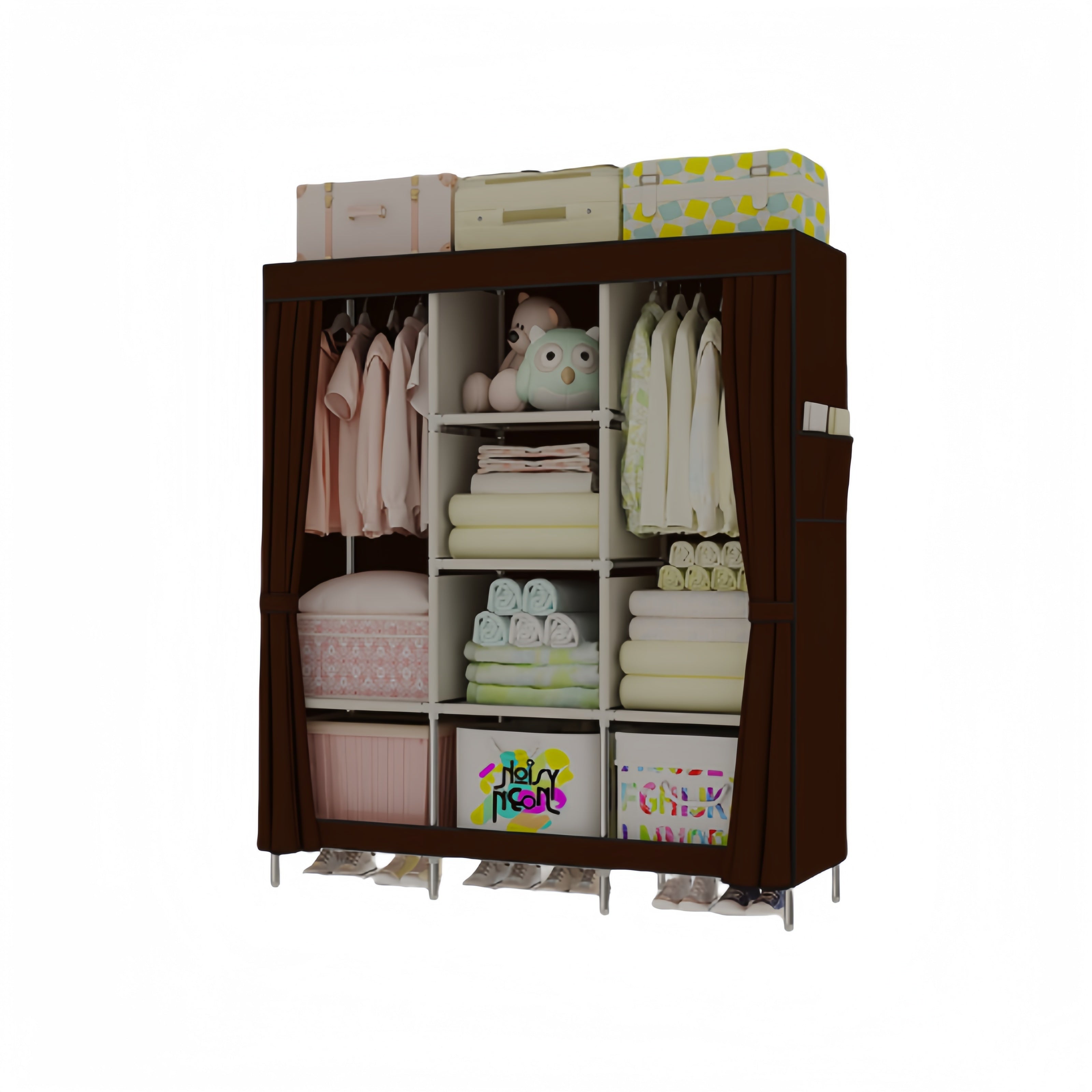 Portable Wardrobe Organizer with Durable Non-Woven Fabric, Sturdy and Easy to Assemble