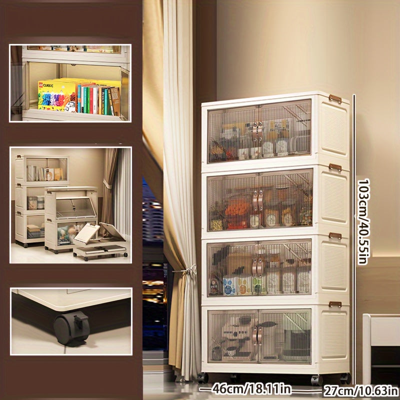 Cajas de almacenamiento de plástico impermeables con tapas y puertas, incluye estante para zapatos plegable