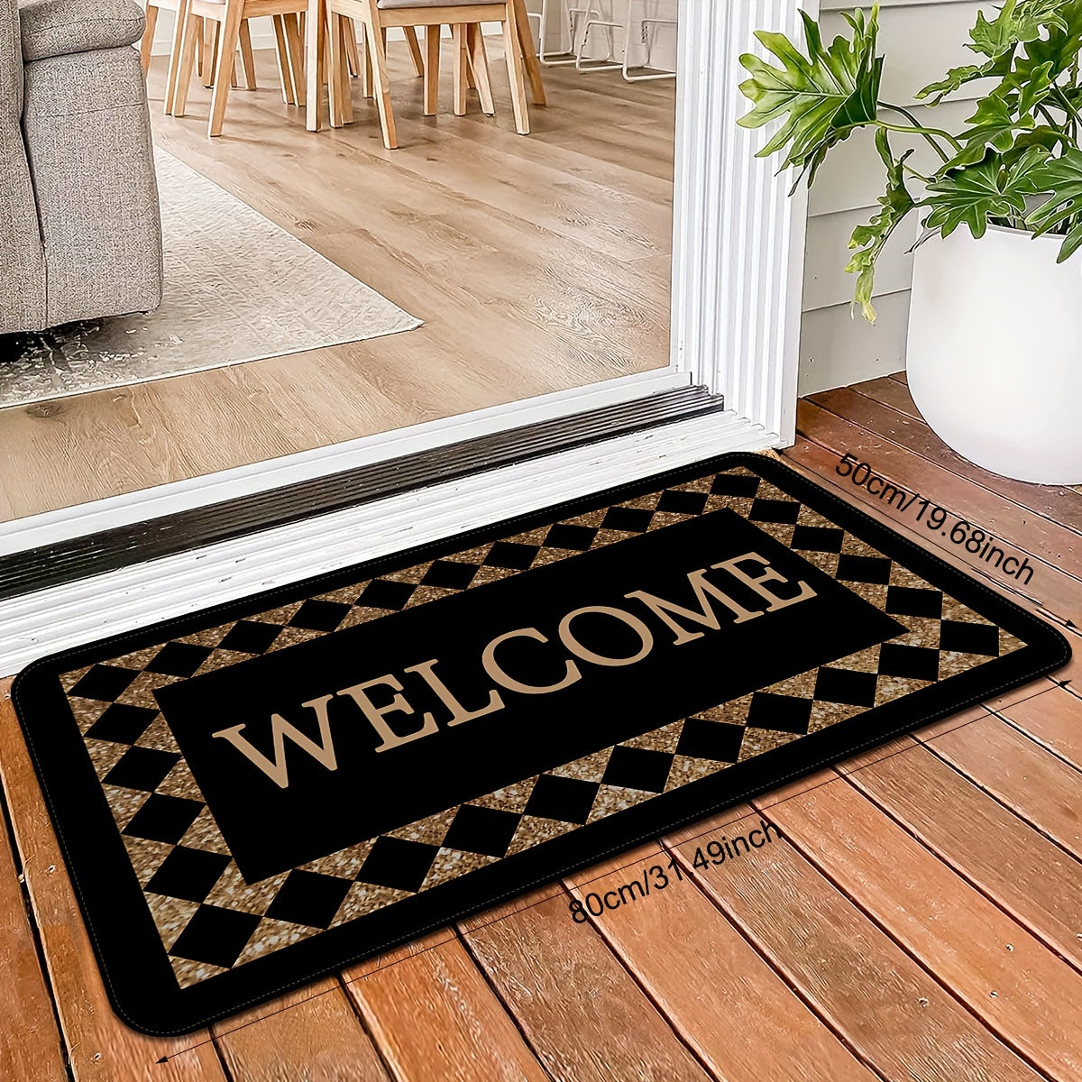 Plaid Doormat Non-Slip Stain-Resistant Entryway Rug for High Traffic Homes