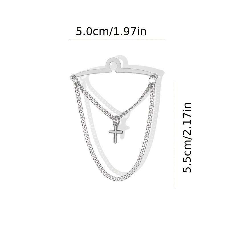 Men's Tie Clip Set with Cross Tie Buckle and Chain Elegant Fashion Accessory
