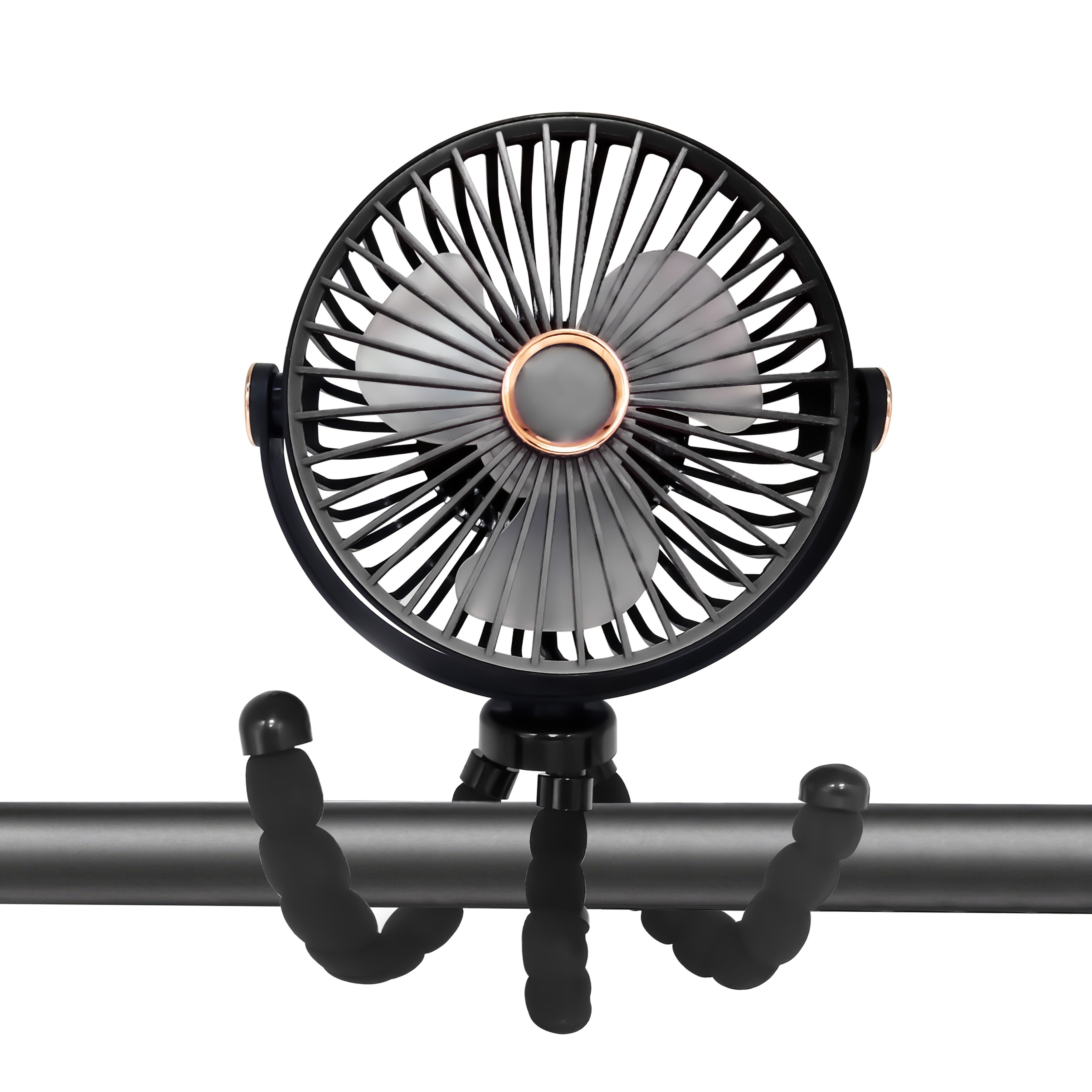 Portable Handheld Fan with Adjustable Tripod, 5-Speed, USB Rechargeable, Compact Folding Design