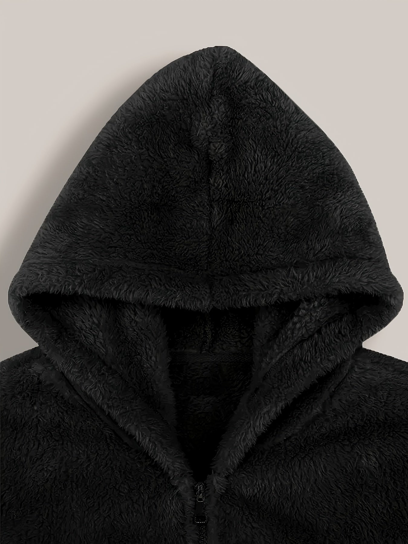 Men's Plus Size Light Gray Teddy Fleece Hooded Jacket Windproof Warm Fall Winter Outerwear