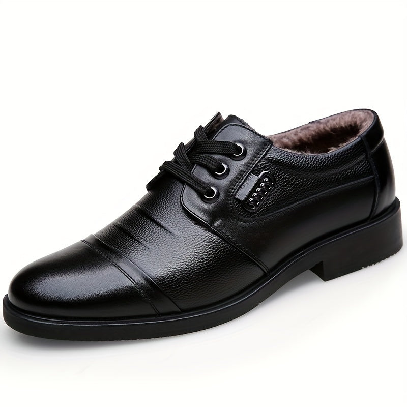 Zapatos Derby de cuero para hombre con forro de felpa y suela de goma para uso casual y de negocios