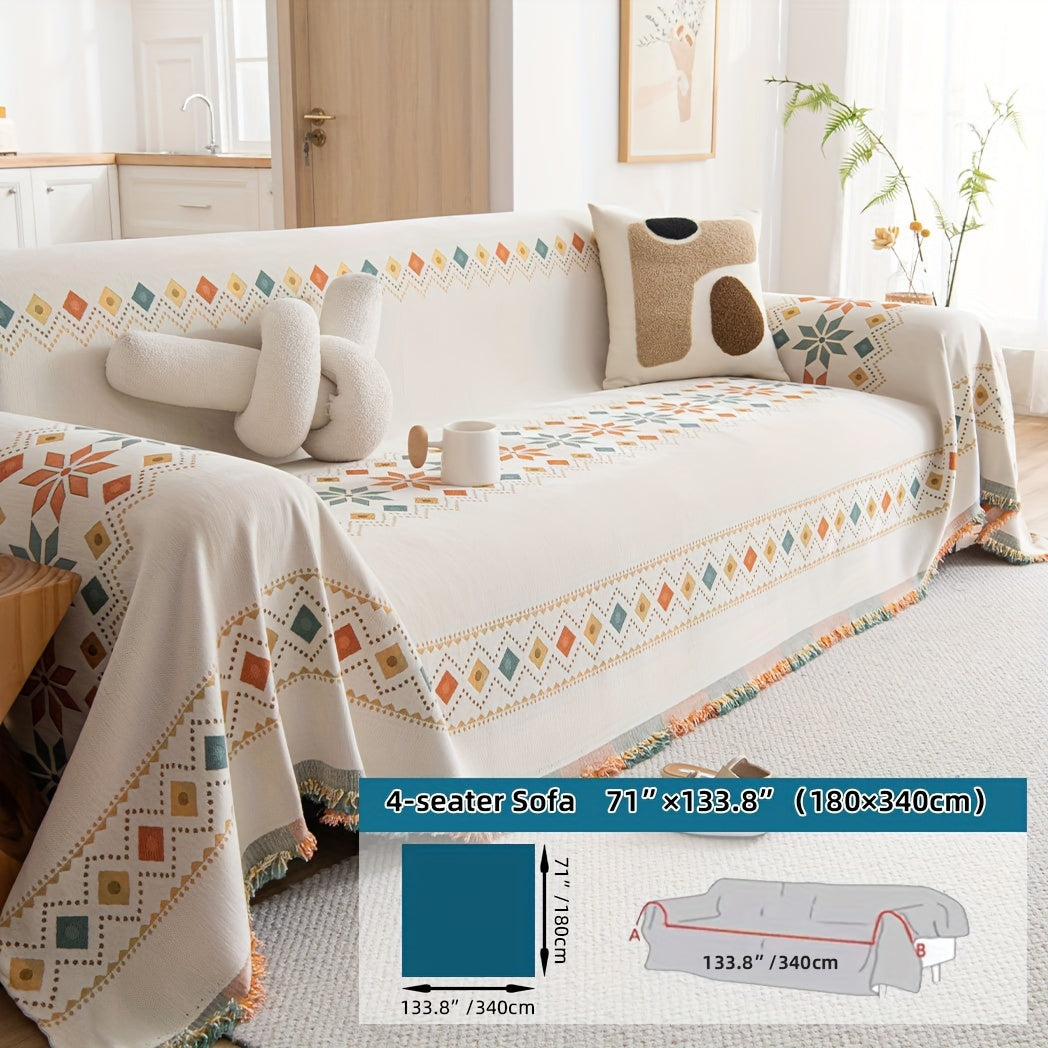 Boho-Style Sofa Cover All Seasons Non-Slip for Living Room Bedroom Office