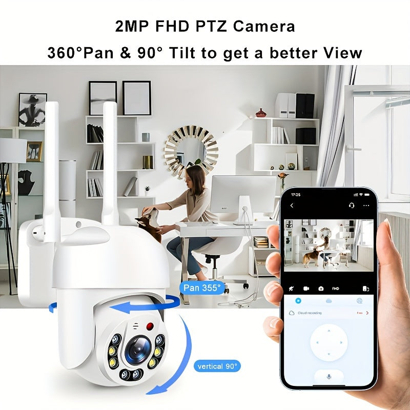 Outdoor Security Camera 2.4GHz WiFi IP66 Waterproof AI Human Detection Panoramic Two-Way Audio
