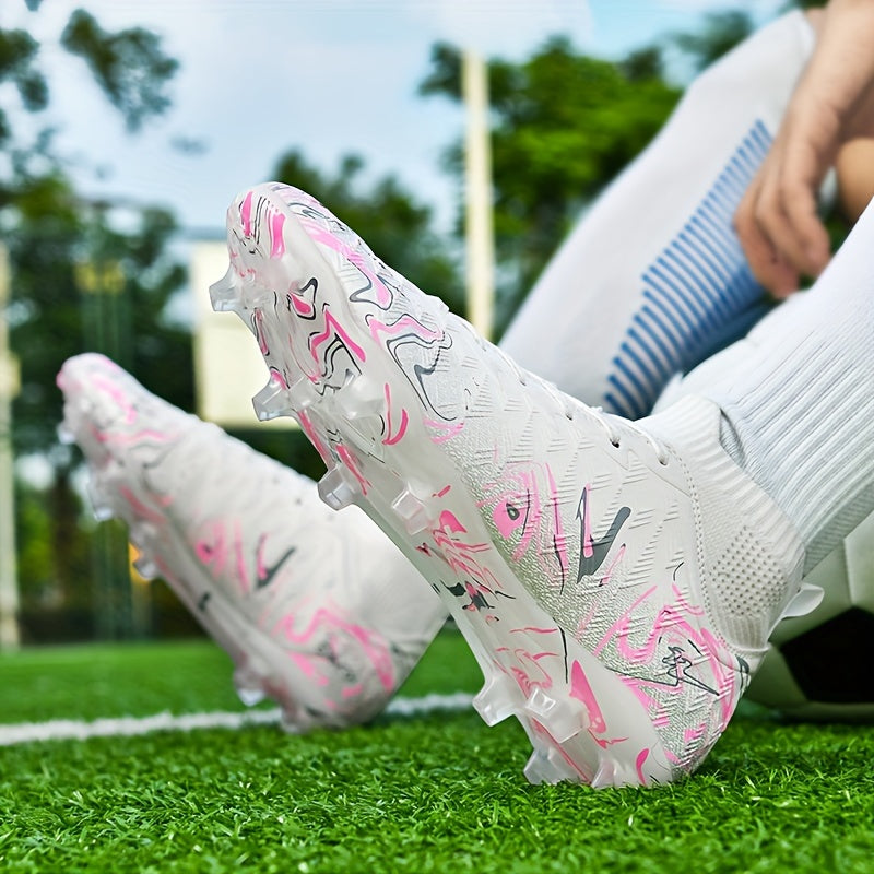 Men's Lightweight High-Top Football Boots PU Upper Breathable Fabric Insole TPU Sole