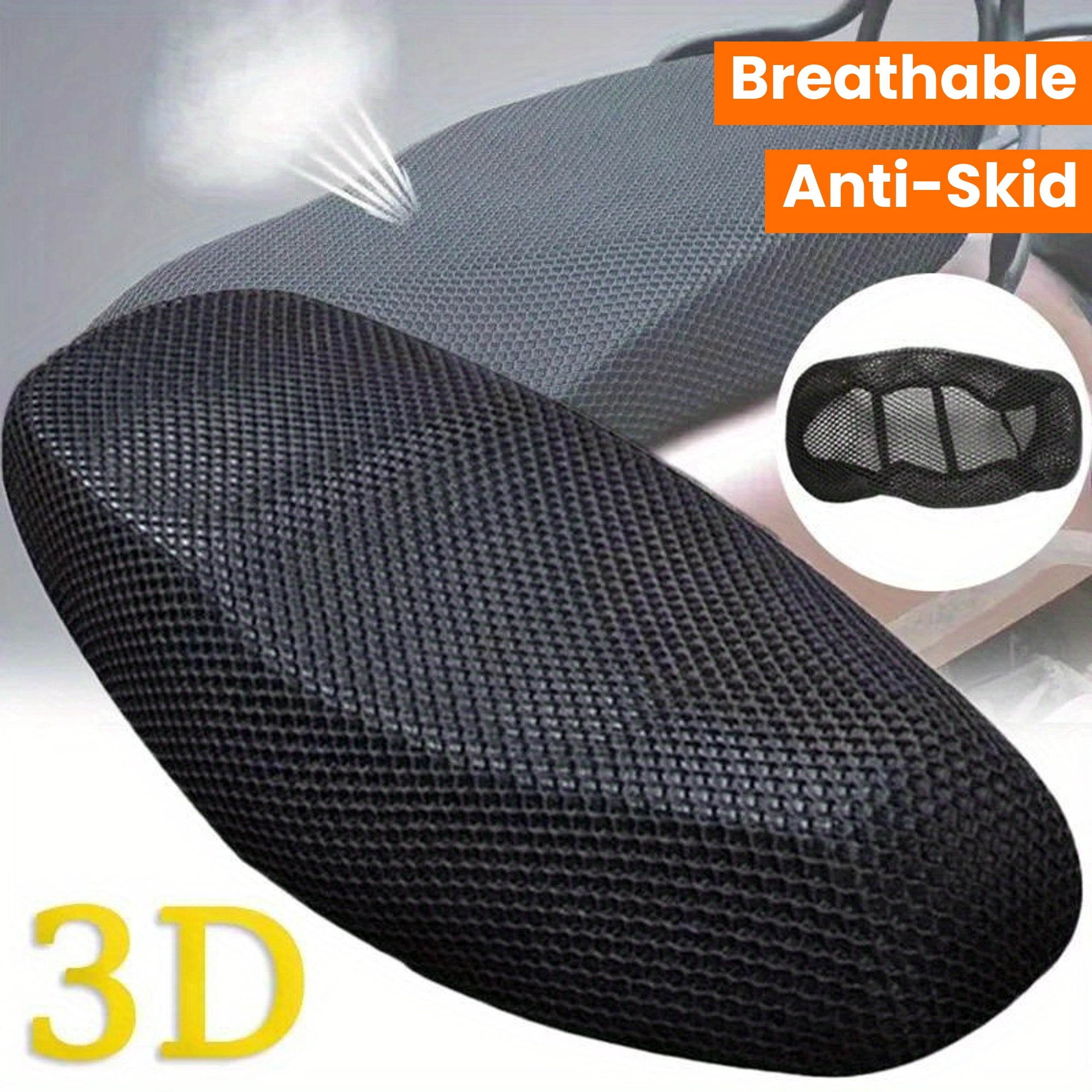 Cubierta de asiento de motocicleta de malla 3D transpirable universal antideslizante de poliéster