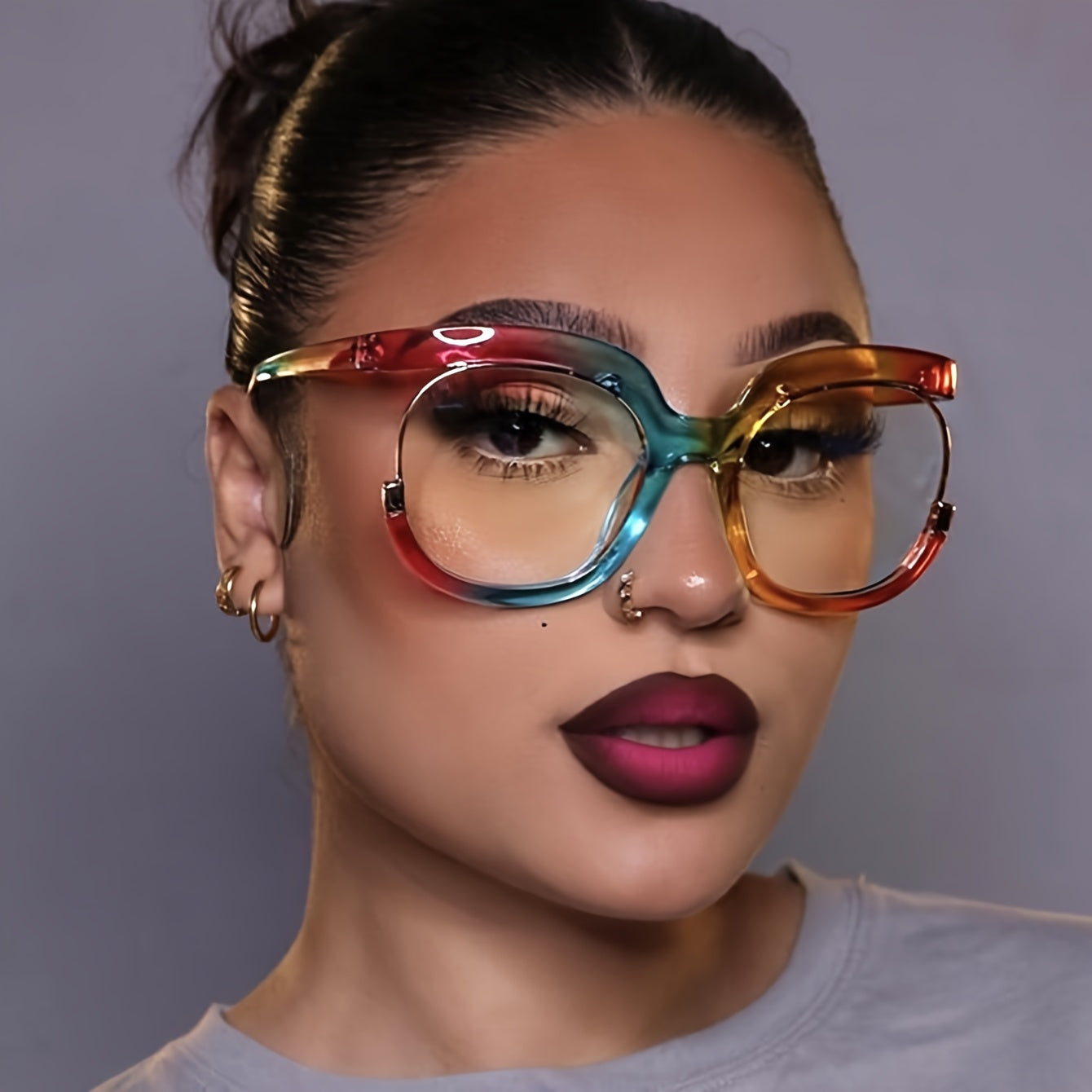 Unisex Clear Lens Glasses Large Owl Frame Leopard Print Fashion Computer Spectacles