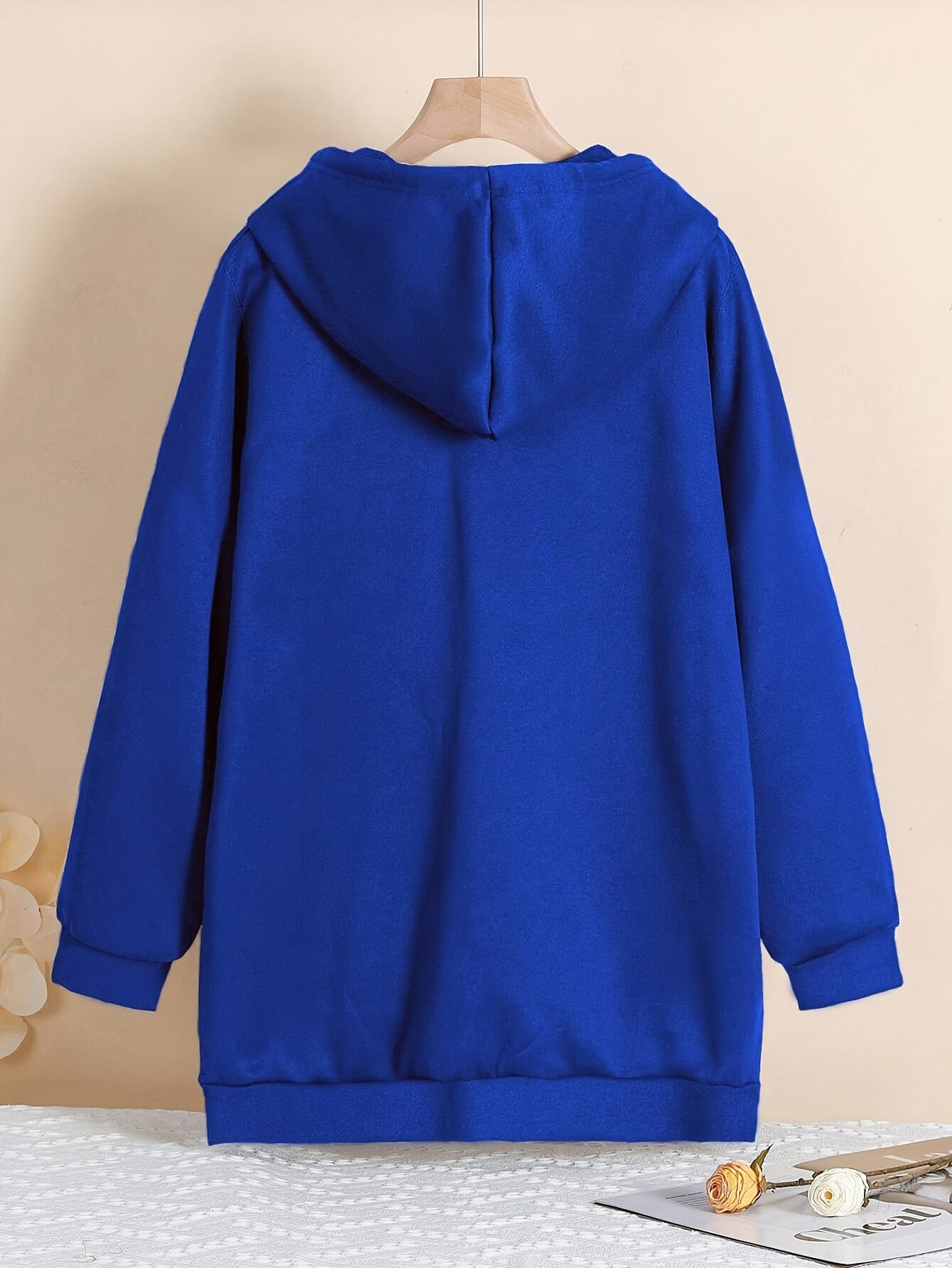 Plus Size Women's Hoodie Zip-Up Sweatshirt Knit Fabric Solid Color Fall Winter