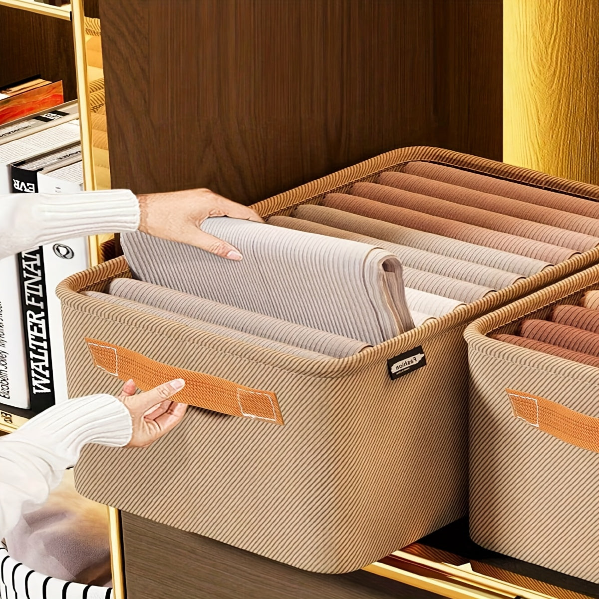 Fabric Laundry Basket with Handles Collapsible Stackable Durable for Bathroom Bedroom