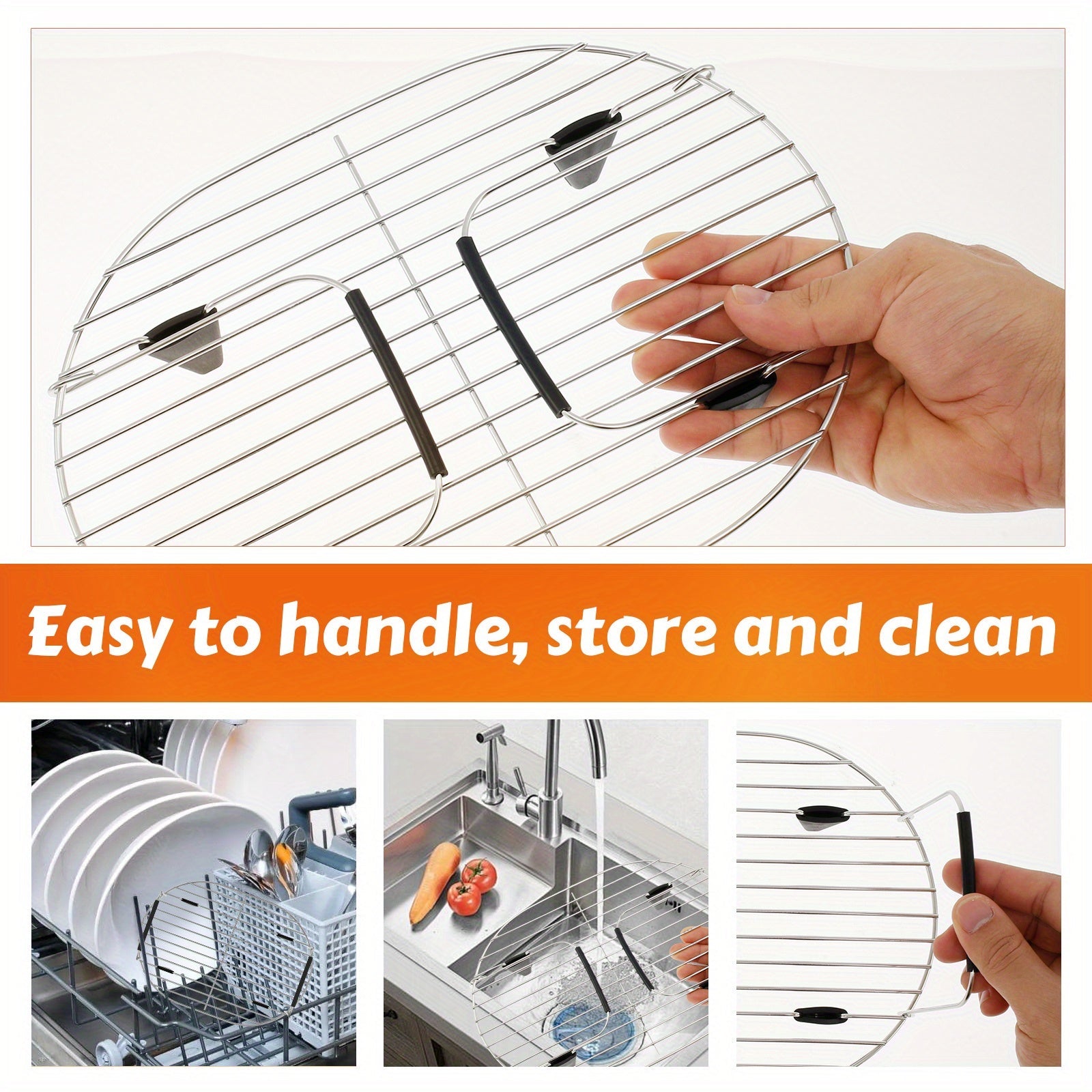 8.5Qt sekin pishirgichlar uchun zanglamaydigan po'latdan yasalgan bug' va qovurish qismi, bukiladigan tutqich bilan