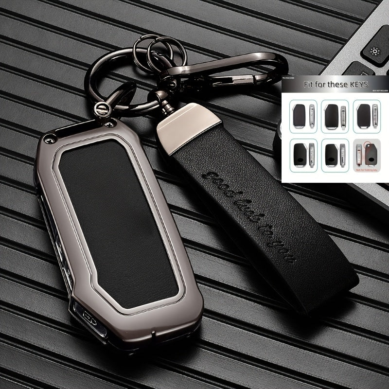 Universal Zinc Alloy Key Fob Cover with Lanyard for Car Key Protection