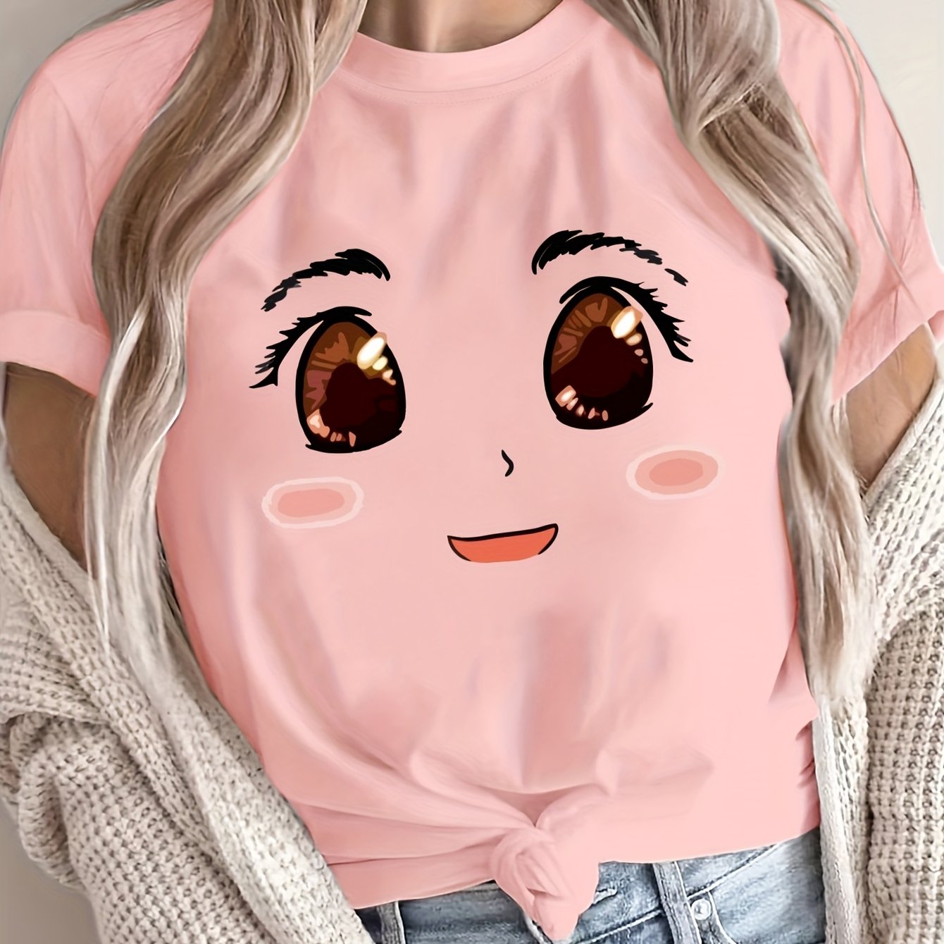 Women's Loose Large Size T-Shirt Spring Summer Casual Short Sleeve Breathable Fabric