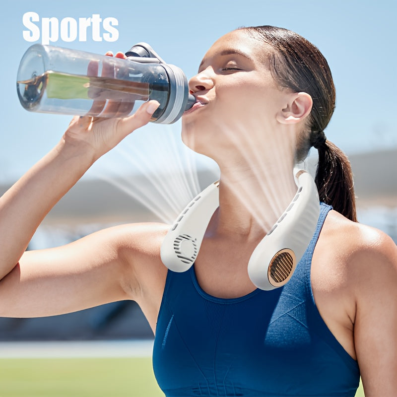 Portable Neck Fan with Ice Cooling, Bladeless, USB Rechargeable, Quiet Turbo Motor