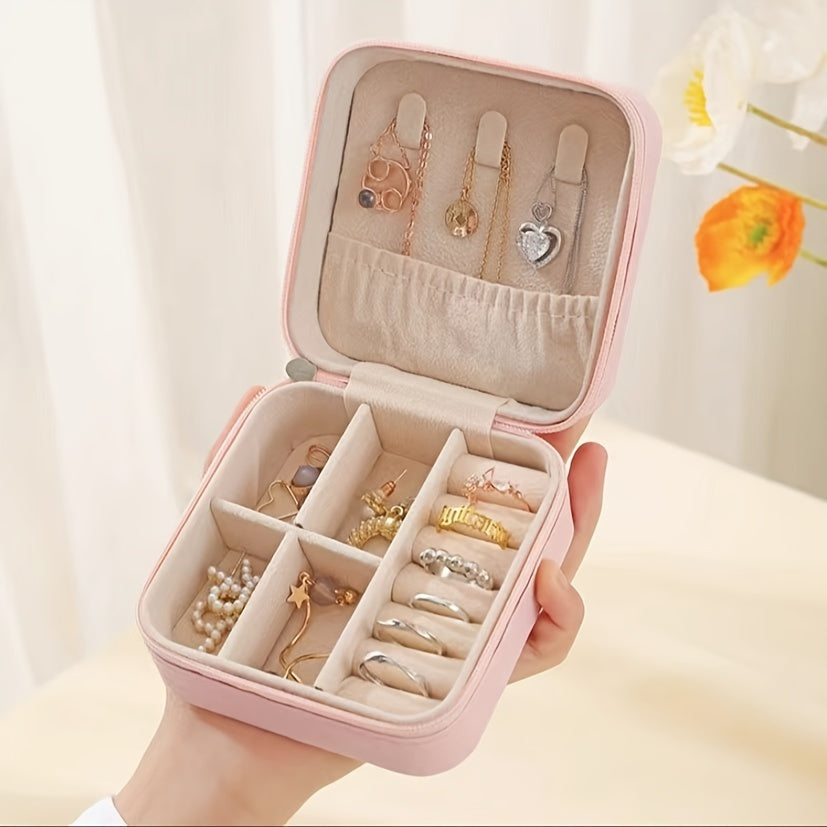 Joyero de cuero sintético con cerradura y cajón forrado suave para mujeres y niñas