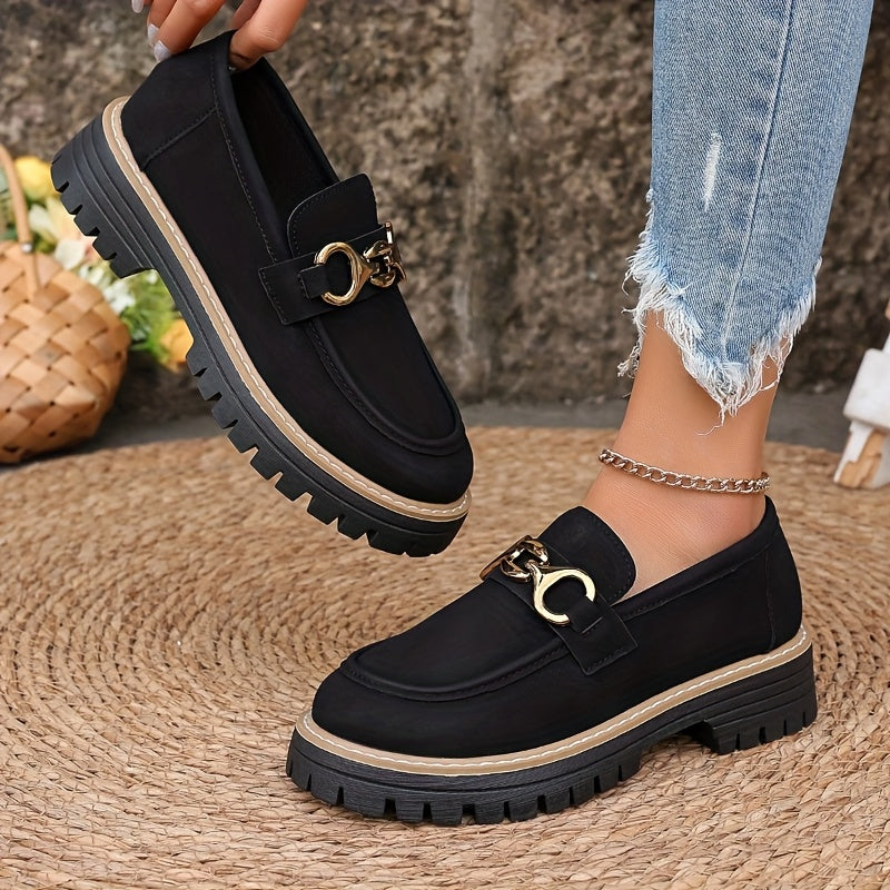 Women's Vintage Penny Loafers Casual Slip-On Shoes Synthetic Upper Rubber Sole