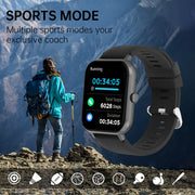 Smart Watch with Wireless Call Answering 1.83-Inch HD Screen Waterproof Fitness Tracker with 123 Sports Modes