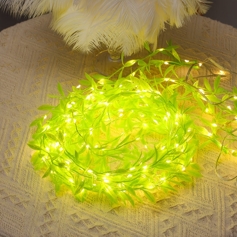 Luces de cadena LED con hojas de sauce operadas por batería para decoración de cortinas y plantas