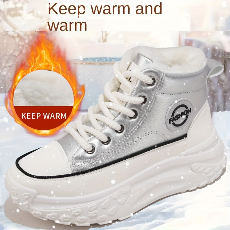 Women's Fleece-Lined Thick-Soled Ankle Boots and Running Shoes Warm Winter