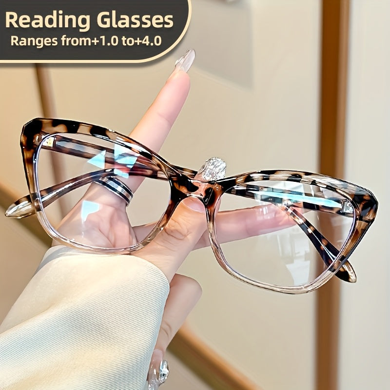 Women's Cat Eye Reading Glasses with Color Block Frame Lightweight PC Material for Reading and Computer Use