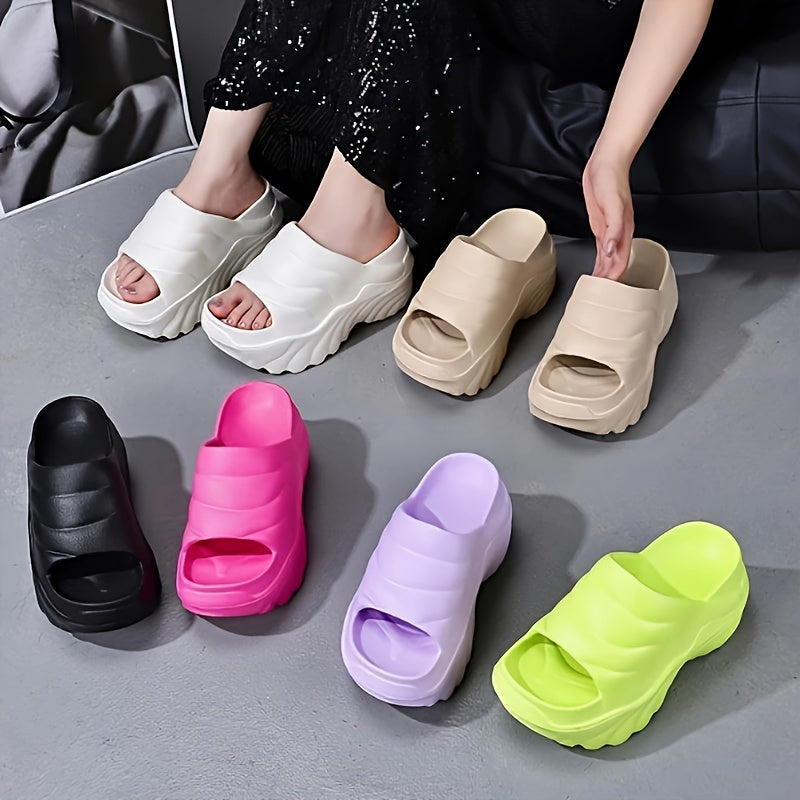 Ayollar uchun EVA yozgi yopiladigan poyabzal, yuqori qadam, qalin taglik, ko'p rangli