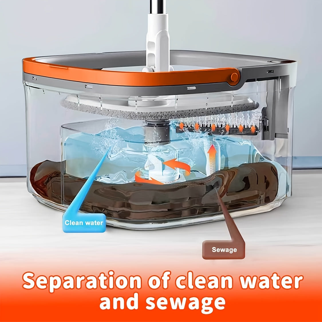 Grey Self-Cleaning Rotating Mop and Bucket Set for Hardwood and Tile Floors