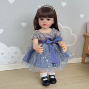 55cm Vinyl Doll with Long Hair Princess Skirt Water-Resistant Wall-Standing Toy for Children
