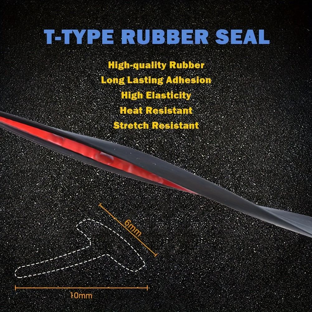 Car Windshield Seal Strip Rubber Weatherproof Draft Guard T-Type Edge Sealing